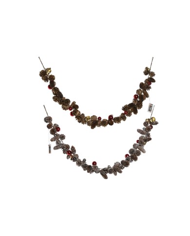 Ghirlanda di Natale Home ESPRIT Bianco Marrone Rosso Dorato 8 x 8 x 120 cm (2 Unità)