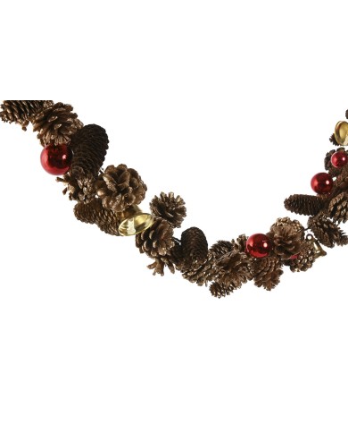 Ghirlanda di Natale Home ESPRIT Bianco Marrone Rosso Dorato 8 x 8 x 120 cm (2 Unità)