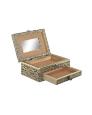 Scatola-Portagioie Home ESPRIT Bianco Champagne Legno Alluminio 17,5 x 12,5 x 8,5 cm