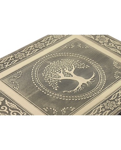 Scatola-Portagioie Home ESPRIT Bianco Champagne Legno Alluminio 27,5 x 20 x 5,4 cm