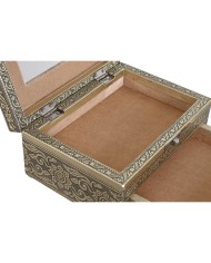 Scatola-Portagioie Home ESPRIT Bianco Champagne Legno Alluminio 17,5 x 12,5 x 8,5 cm