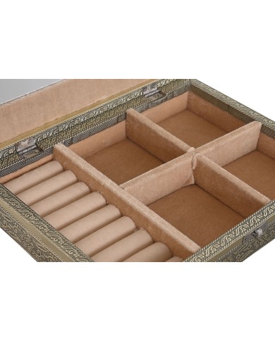 Scatola-Portagioie Home ESPRIT Bianco Champagne Legno Alluminio 27,5 x 20 x 5,4 cm