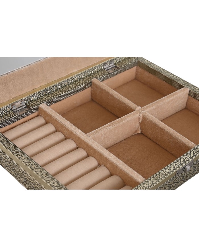 Scatola-Portagioie Home ESPRIT Bianco Champagne Legno Alluminio 27,5 x 20 x 5,4 cm