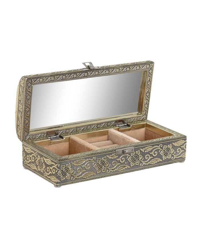 Scatola-Portagioie Home ESPRIT Bianco Champagne Legno Alluminio 22,5 x 10 x 6,5 cm