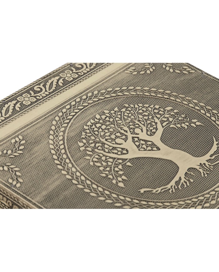 Scatola-Portagioie Home ESPRIT Bianco Champagne Legno Alluminio 18 x 18 x 6 cm