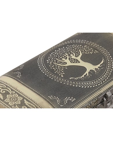 Scatola-Portagioie Home ESPRIT Bianco Champagne Legno Alluminio 22,5 x 10 x 6,5 cm