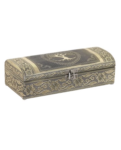 Scatola-Portagioie Home ESPRIT Bianco Champagne Legno Alluminio 22,5 x 10 x 6,5 cm