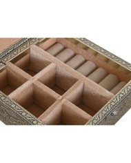 Scatola-Portagioie Home ESPRIT Bianco Champagne Legno Alluminio 18 x 18 x 6 cm