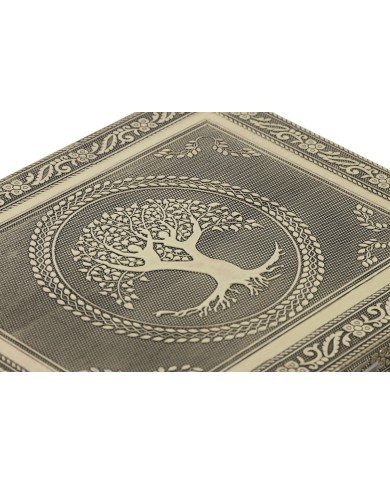 Scatola-Portagioie Home ESPRIT Bianco Champagne Legno Alluminio 22,5 x 17,5 x 7,6 cm