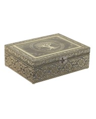 Scatola-Portagioie Home ESPRIT Bianco Champagne Legno Alluminio 22,5 x 17,5 x 7,6 cm