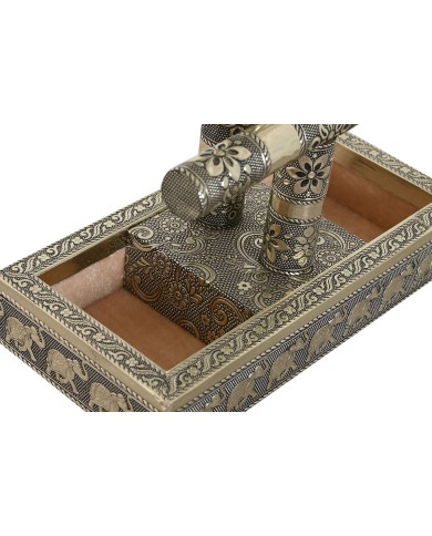 Scatola-Portagioie Home ESPRIT Bianco Champagne Legno Alluminio 20 x 10 x 18 cm