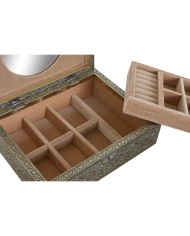 Scatola-Portagioie Home ESPRIT Bianco Champagne Legno Alluminio 22,5 x 17,5 x 7,6 cm