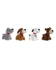Peluche Home ESPRIT Bianco Marrone Grigio Poliestere Cane 22 x 21 x 26 cm (4 Unità)