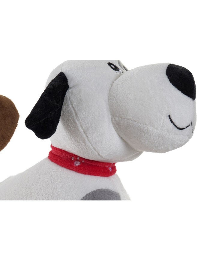 Peluche Home ESPRIT Bianco Marrone Grigio Poliestere Cane 22 x 21 x 26 cm (4 Unità)