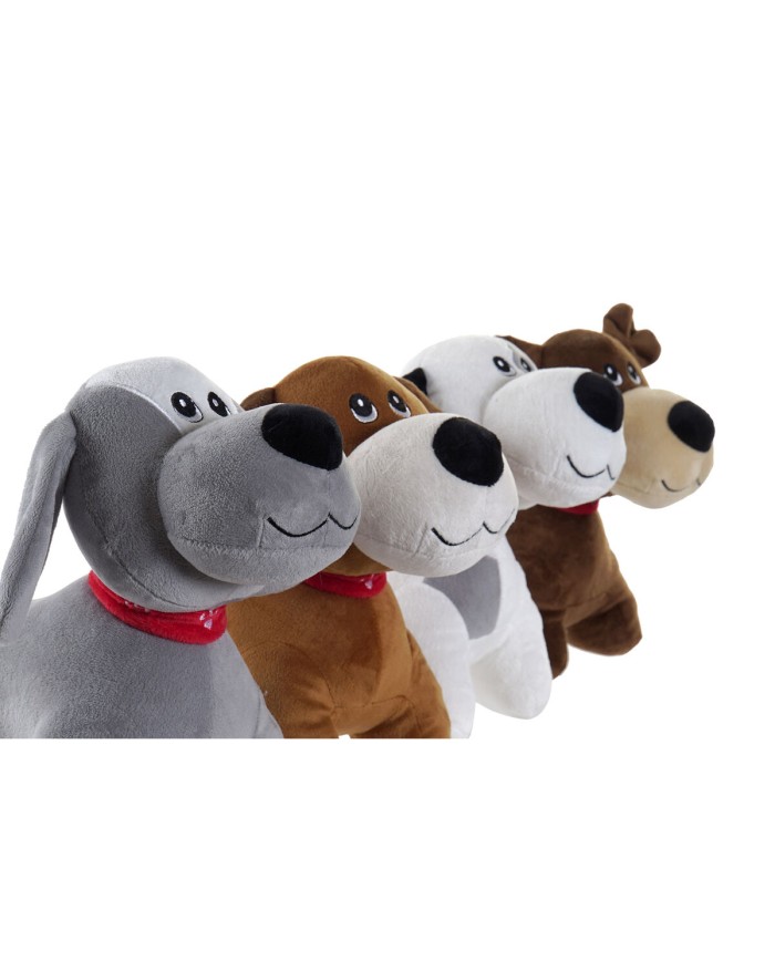 Peluche Home ESPRIT Bianco Marrone Grigio Poliestere Cane 22 x 21 x 26 cm (4 Unità)