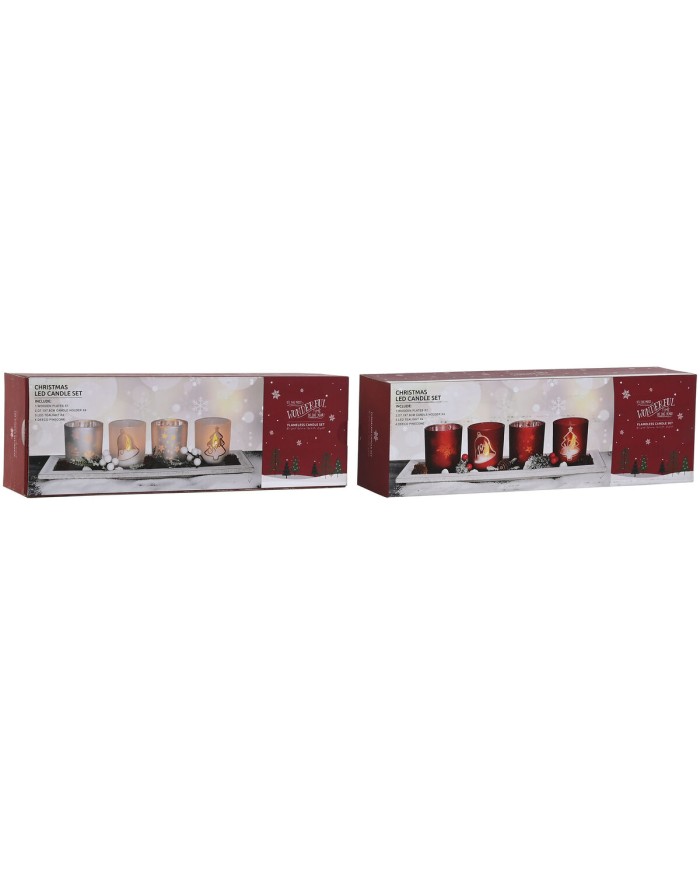 Portacandele Natalizio Home ESPRIT Bianco Rosso 40 X 9 X 13,5 cm (5 Pezzi) (2 Unità) Portacandele Natalizio Home ESPRIT Bianco Rosso 40 X 9 X 13,5 cm (5 Pezzi) (2 Unità)