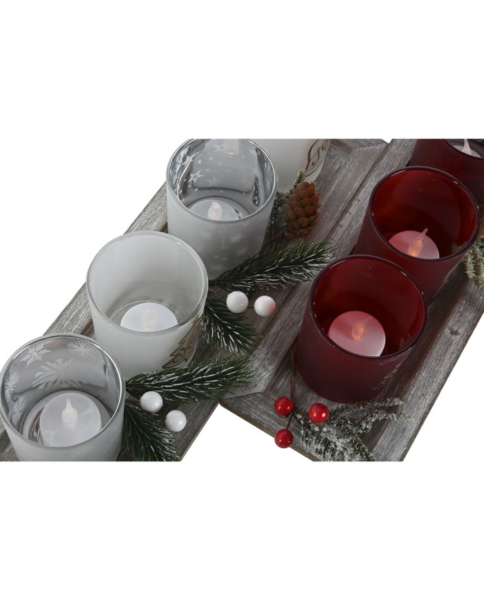 Portacandele Natalizio Home ESPRIT Bianco Rosso 40 X 9 X 13,5 cm (5 Pezzi) (2 Unità) Portacandele Natalizio Home ESPRIT Bianco Rosso 40 X 9 X 13,5 cm (5 Pezzi) (2 Unità)