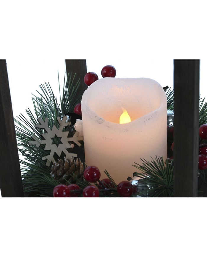 Lanterna Home ESPRIT Bianco Marrone Rosso Legno 16 x 16 x 26 cm (2 Unità)