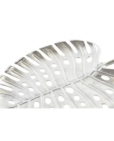 Centrotavola Home ESPRIT Argentato Alluminio Moderno Foglia della pianta 38,5 x 28 x 3 cm