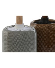 Scopino per il Bagno Home ESPRIT Marrone Grigio Polietilene Gres 11 x 11 x 40 cm (2 Unità)