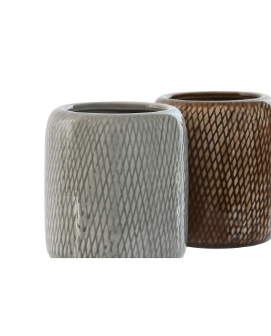 Bicchiere Home ESPRIT Marrone Grigio Gres 8,5 x 8,5 x 10 cm (2 Unità) Bicchiere Home ESPRIT Marrone Grigio Gres 8,5 x 8,5 x 10 cm (2 Unità)