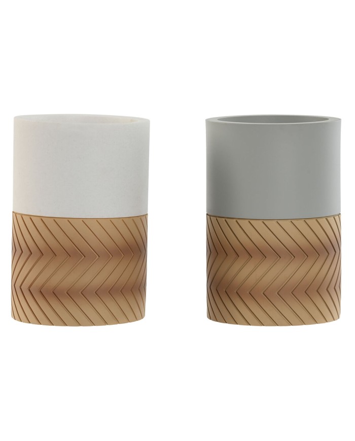 Bicchiere Home ESPRIT Bianco Grigio Naturale Resina 7 x 7 x 10,5 cm (2 Unità) Bicchiere Home ESPRIT Bianco Grigio Naturale Resina 7 x 7 x 10,5 cm (2 Unità)