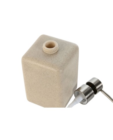 Dispenser di Sapone Home ESPRIT Crema Argentato Resina Polietilene 8 x 8 x 18 cm