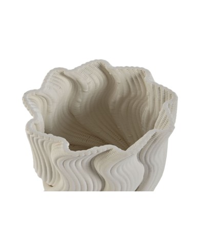 Vaso Home ESPRIT Bianco Gres Moderno 14 x 14 x 19 cm Vaso Home ESPRIT Bianco Gres Moderno 14 x 14 x 19 cm