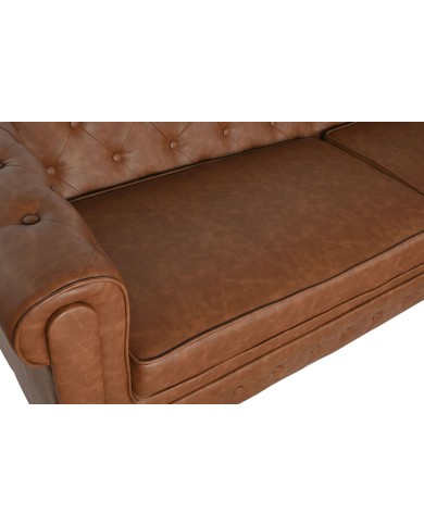 Divano a 3 Piazze Home ESPRIT Marrone Naturale Vintage 218 X 78 X 70 cm