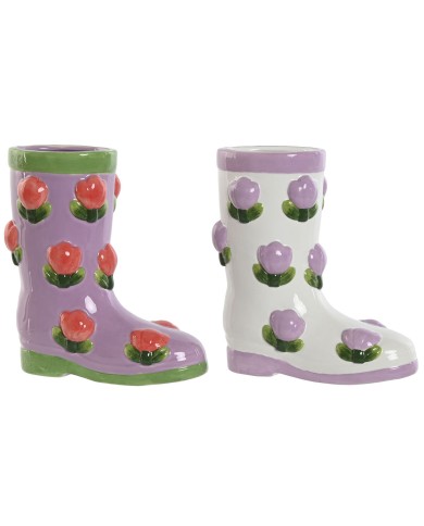 Vaso Home ESPRIT Bianco Lilla Dolomite Stivale 21 x 11 x 22 cm (2 Unità) Vaso Home ESPRIT Bianco Lilla Dolomite Stivale 21 x 11 x 22 cm (2 Unità)