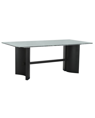 Tavolo da Pranzo Home ESPRIT Nero Verde Metallo Vetro Temperato 200 x 100 x 76 cm