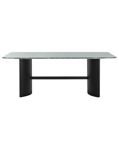 Tavolo da Pranzo Home ESPRIT Nero Verde Metallo Vetro Temperato 200 x 100 x 76 cm