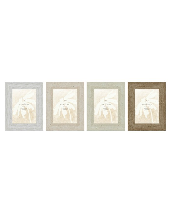 Cornice Portafoto Home ESPRIT Bianco Beige Cristallo polistirene Scandi 19 x 2 x 24 cm (4 Unità)