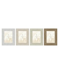Cornice Portafoto Home ESPRIT Bianco Beige Cristallo polistirene Scandi 19 x 2 x 24 cm (4 Unità)