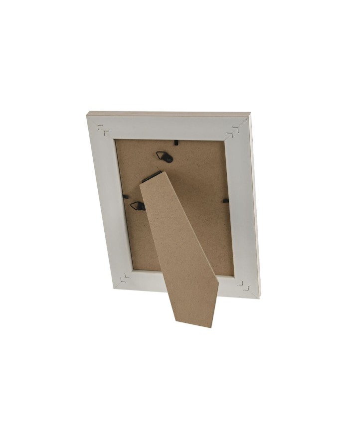Cornice Portafoto Home ESPRIT Bianco Beige Cristallo polistirene Scandi 19 x 2 x 24 cm (4 Unità)