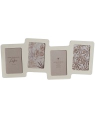 Cornice Portafoto Home ESPRIT Bianco Beige Cristallo polistirene Marmo Scandinavo 26 x 2 x 31 cm (4 Unità)