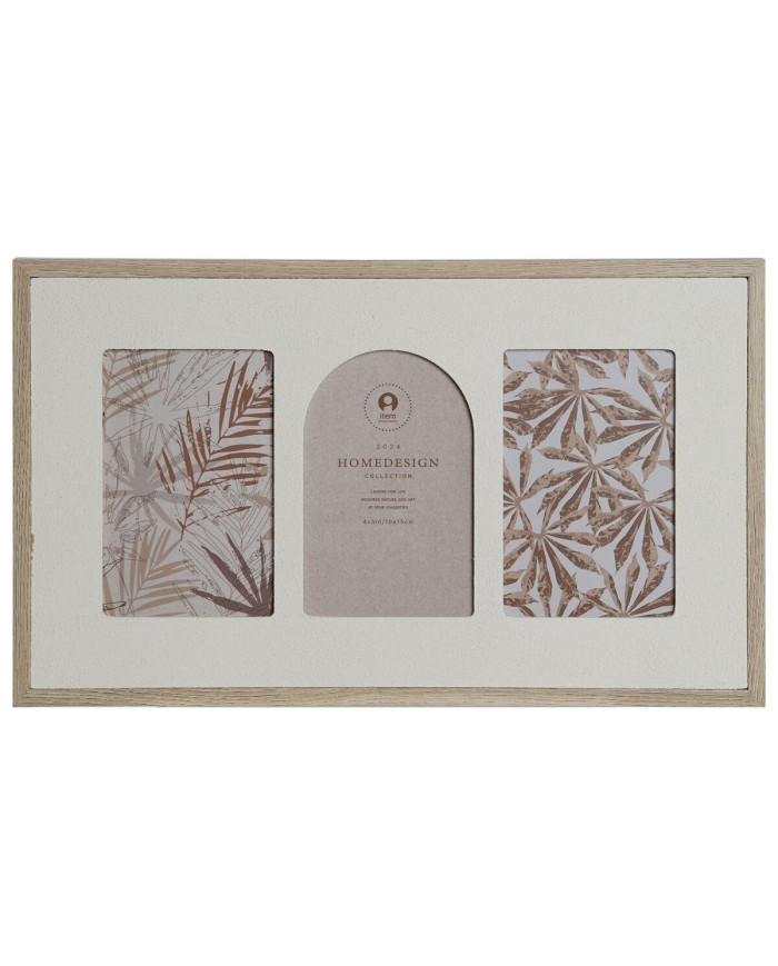 Cornice Portafoto Home ESPRIT Beige Cristallo Legno MDF Scandinavo 39 X 2 X 24 cm