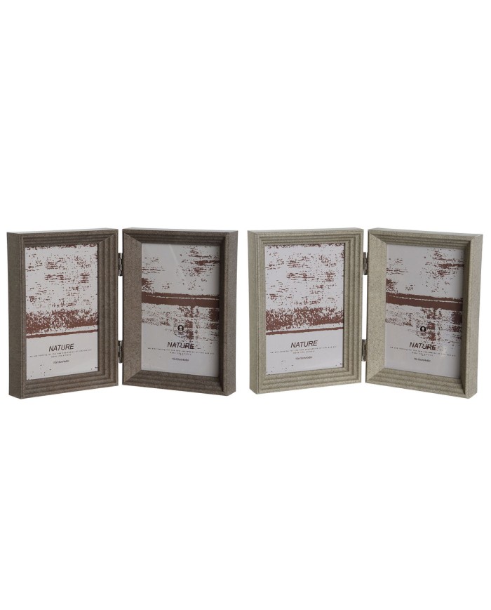 Cornice Portafoto Home ESPRIT Marrone Beige Cristallo polistirene Città 25 x 3 x 18 cm (2 Unità)