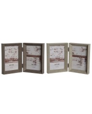 Cornice Portafoto Home ESPRIT Beige Cristallo Legno MDF Scandinavo 34 X 2 X 39 cm