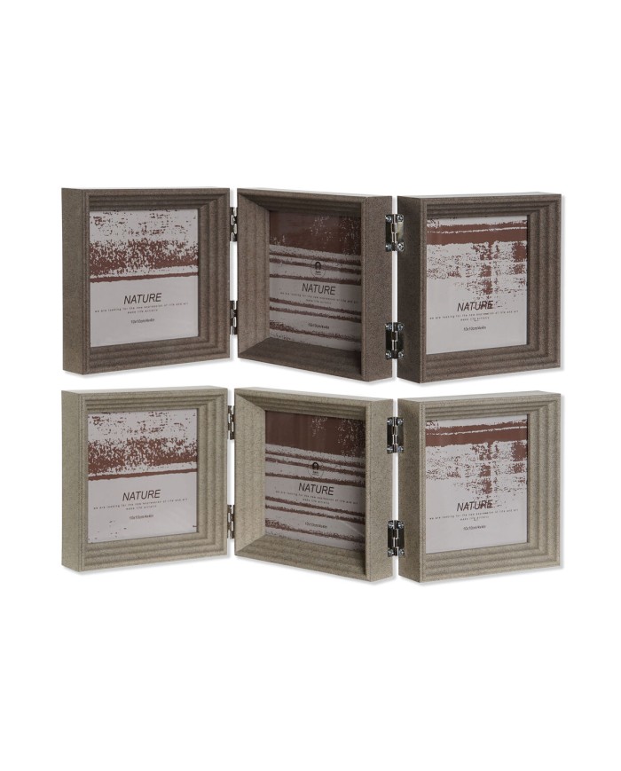 Cornice Portafoto Home ESPRIT Marrone Beige Cristallo polistirene 38 X 3 X 12 cm (2 Unità)