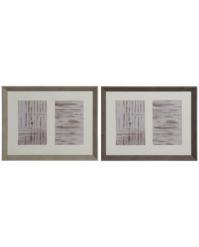 Cornice Portafoto Home ESPRIT Bianco Marrone Naturale Cristallo polistirene Città 29 X 3 X 23 cm (2 Unità)