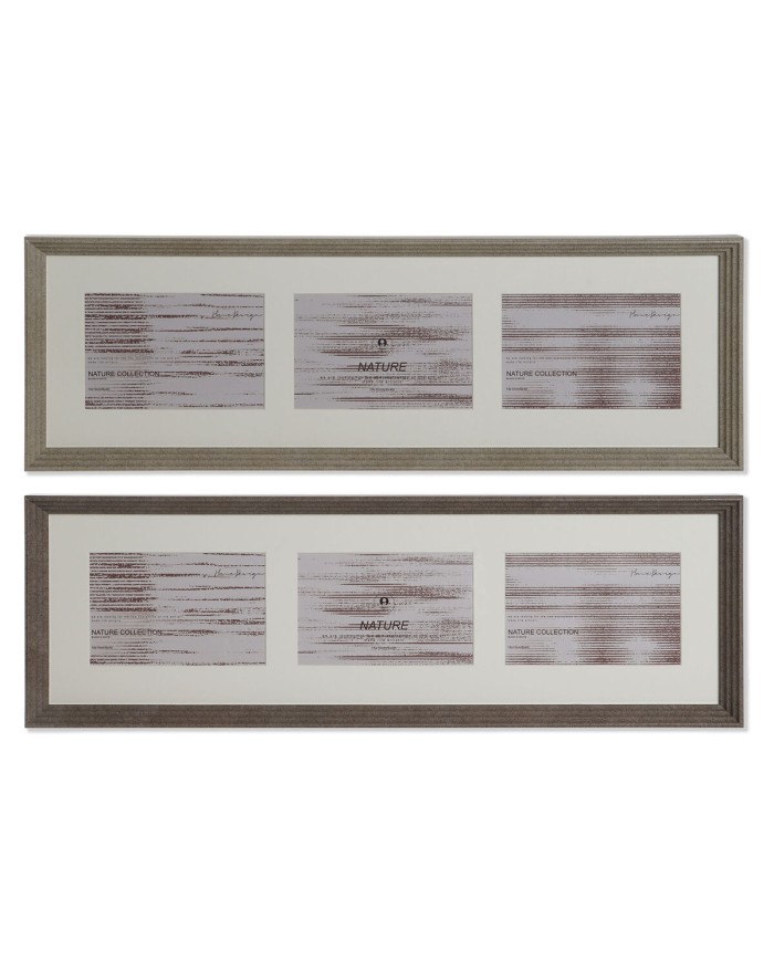 Cornice Portafoto Home ESPRIT Marrone Naturale Cristallo polistirene Città 56 X 3 X 18 cm (2 Unità)