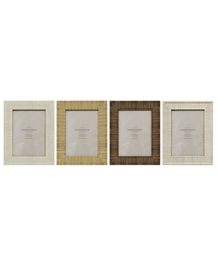 Cornice Portafoto Home ESPRIT Beige Naturale Cristallo polistirene Scandi 18,5 x 2 x 23,5 cm (4 Unità)