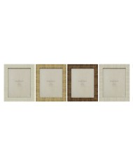 Cornice Portafoto Home ESPRIT Beige Naturale Cristallo polistirene Scandi 18,5 x 2 x 23,5 cm (4 Unità)
