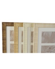 Cornice Portafoto Home ESPRIT Bianco Marrone Beige Naturale Cristallo polistirene Scandinavo 26 X 2 X 44 cm (4 Unità)