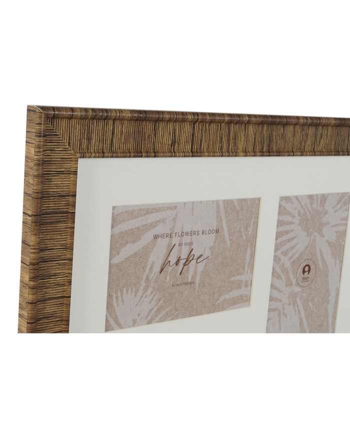 Cornice Portafoto Home ESPRIT Marrone Beige Naturale Avorio Cristallo polistirene Scandinavo 38 x 2 x 38 cm (4 Unità)