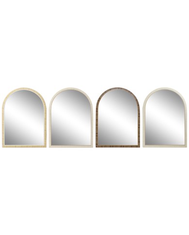 Specchio da parete Home ESPRIT Marrone Beige Naturale Avorio Scandi 55 X 2 X 75 cm (4 Unità)