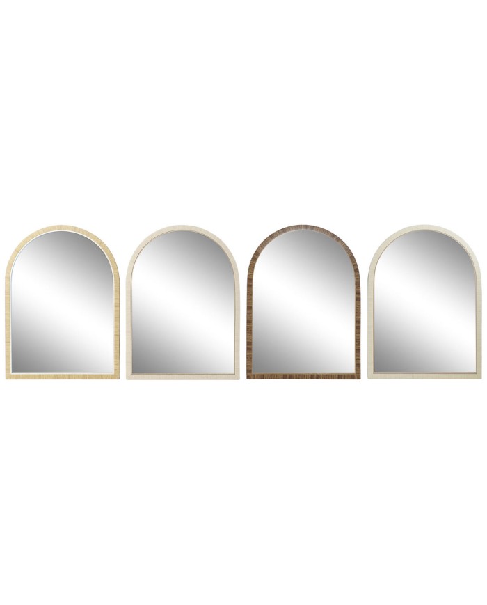 Specchio da parete Home ESPRIT Marrone Beige Naturale Avorio Scandi 55 X 2 X 75 cm (4 Unità)