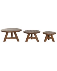 Set di 3 tavoli Home ESPRIT teak 80 x 80 x 43 cm Set di 3 tavoli Home ESPRIT teak 80 x 80 x 43 cm