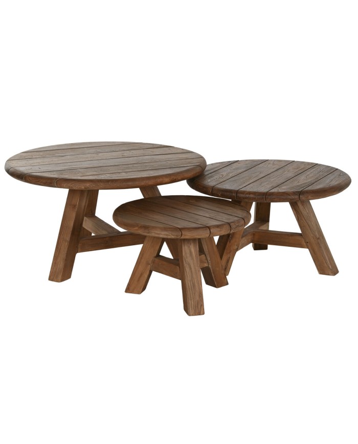 Set di 3 tavoli Home ESPRIT teak 80 x 80 x 43 cm Set di 3 tavoli Home ESPRIT teak 80 x 80 x 43 cm